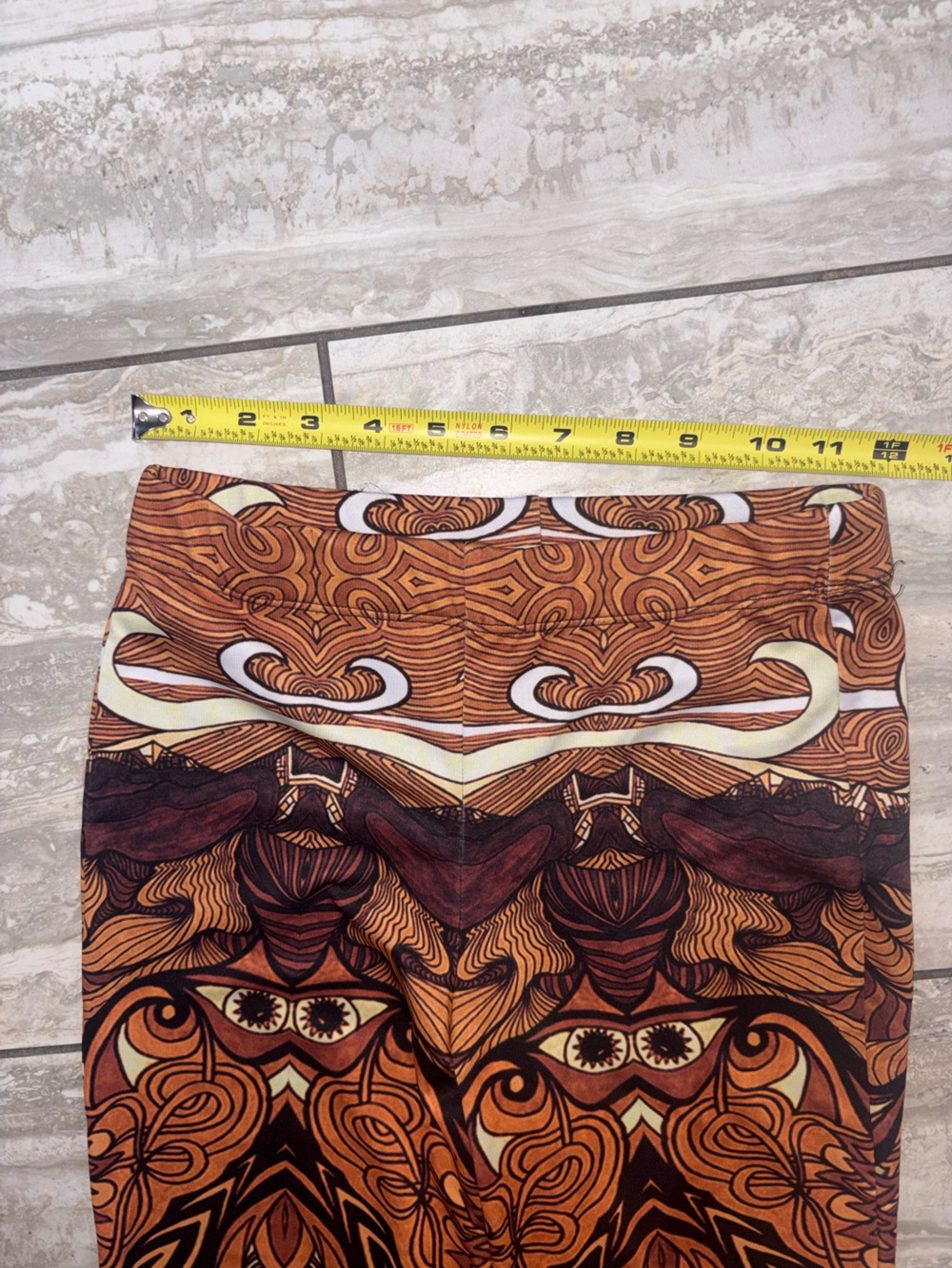 Vision Lab MEDIUM Orange & Black Flared Festival Pants Leggings Yoga like new - Picture 4 of 5